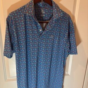 Rhoback Blue and Red Polo Shirt with Stylish Pattern